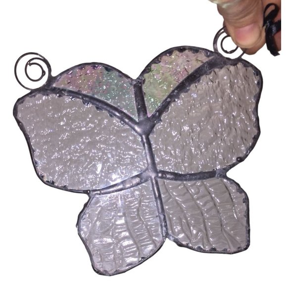 Pretty Clear Textured Glass Stained Glass Butterfly Suncatcher Window Decor - 3 - Picture 8 of 8